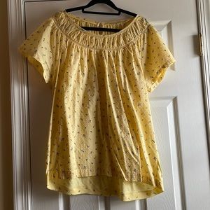NWOT Loft yellow floral mixed media top Large spring 2022